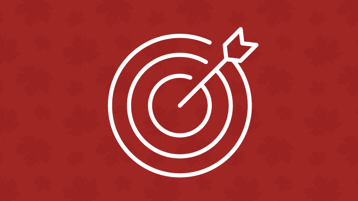 bullseye icon with red maple leaf background